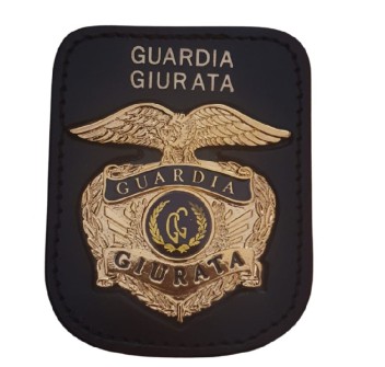 Portaplacca da cintura con placca Guardia Giurata incaricato di pubblico servizio Divisa Militare