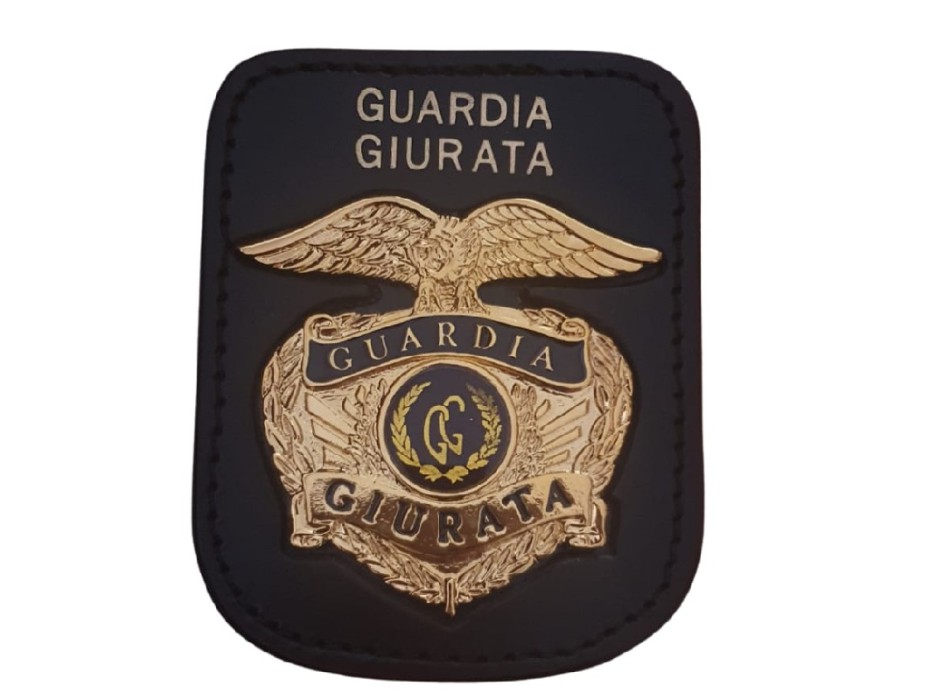Portaplacca da cintura con placca Guardia Giurata incaricato di pubblico servizio Divisa Militare