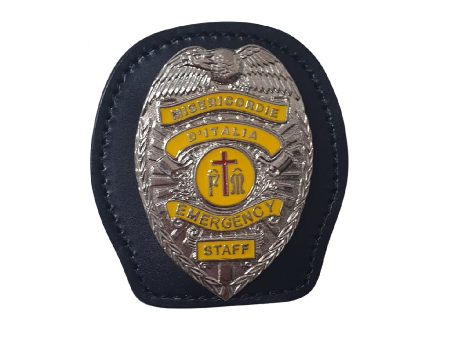 Portaplacca da cintura con placca Misericordie d'Italia Divisa Militare