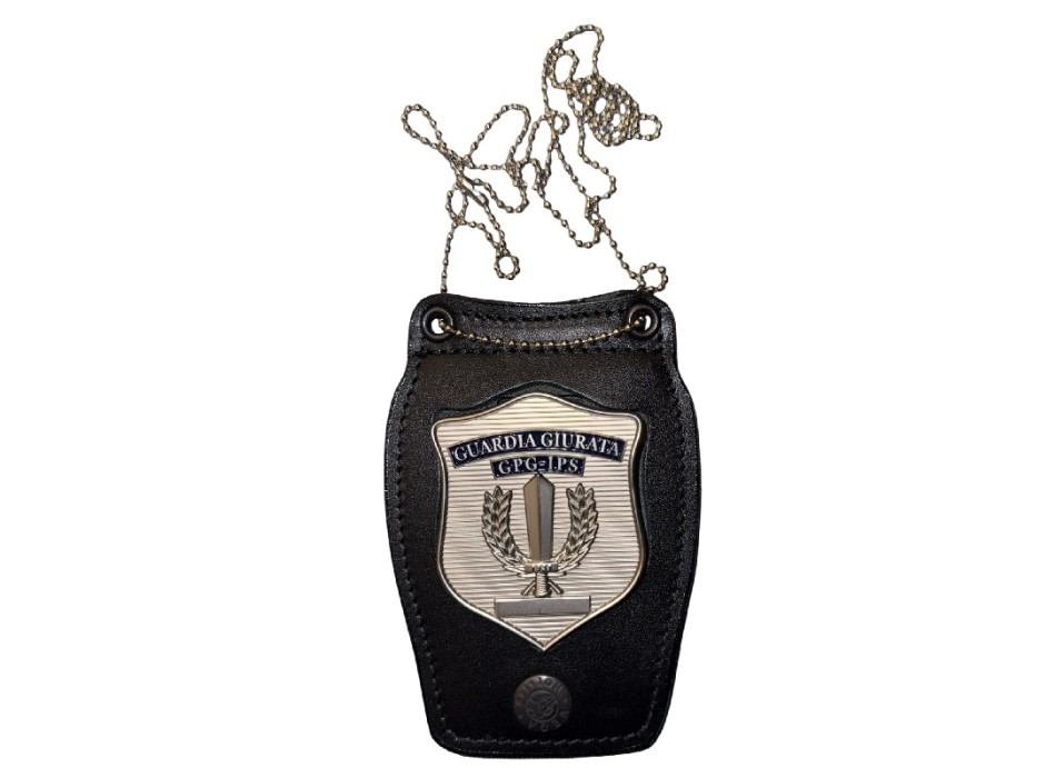 Portaplacca da collo placca argento GPG IPS – Guardia Giurata Particolare Incisione Personalizzata Inclusa  Divisa Militare