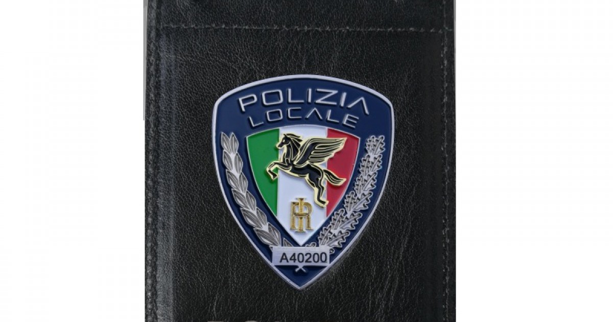 Portaplacca da collo polizia locale pegaso tricolore 602