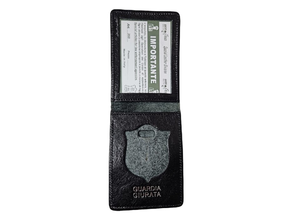 Porta badge tesserino da collo velcrabile id card case nero - Portaplacca  da collo e porta placca da cintura GPG guardia giurata - Divisa Militare