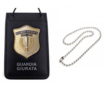 Portaplacca guardia giurata da collo porta tesserino placca gpg ips Oro Divisa Militare