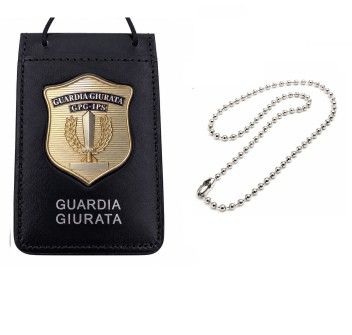 Portaplacca guardia giurata da collo porta tesserino placca gpg ips Oro Divisa Militare
