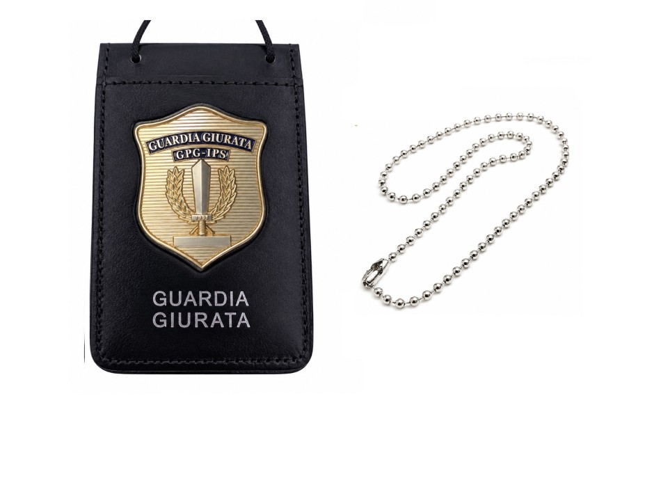 Portaplacca guardia giurata da collo porta tesserino placca gpg ips Oro Divisa Militare