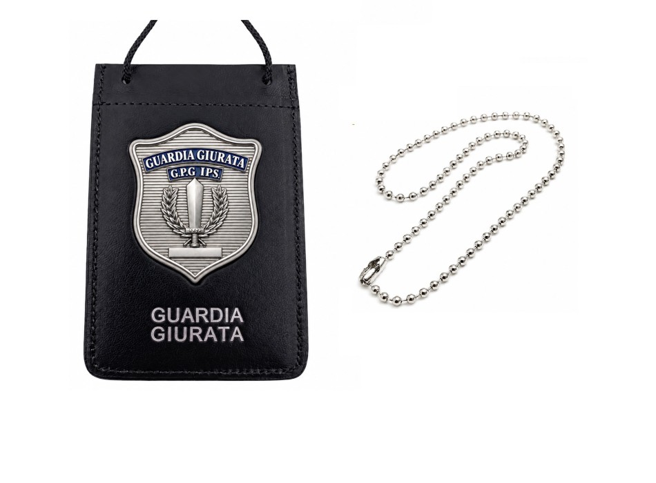 Portaplacca guardia giurata da collo porta tesserino placca gpg ips Divisa Militare