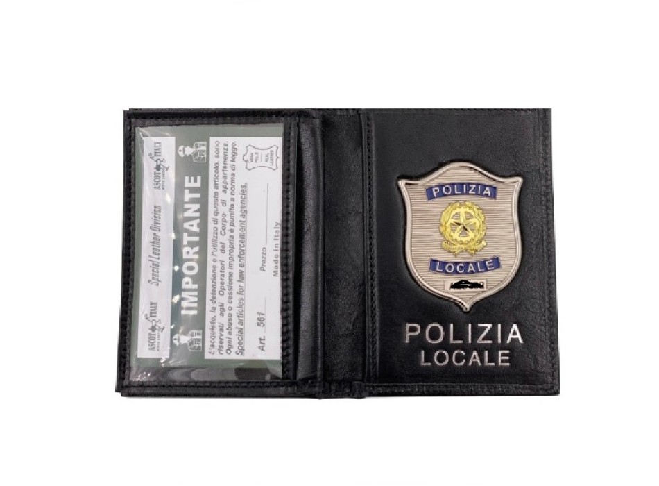 Portaplacca tesserino con placcca polizia locale stemma della repubblica  Divisa Militare