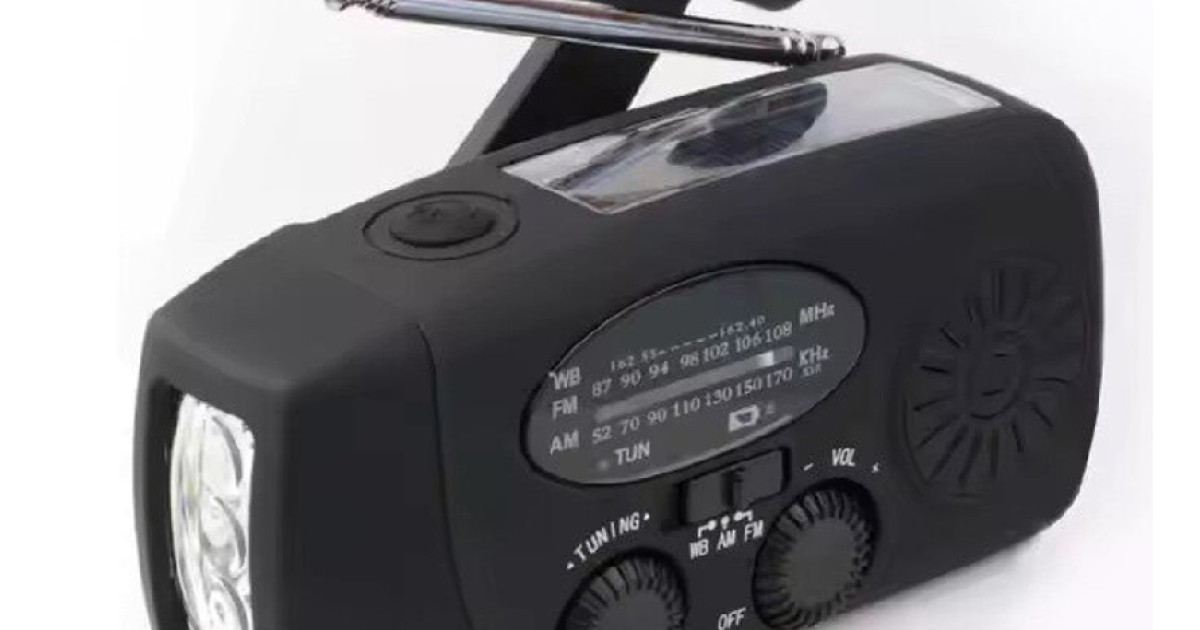 Radio A Manovella Di Emergenza – Solare, Batteria 2000mAh, NOAA, AM/FM/WB, Con Torcia E Carica USB