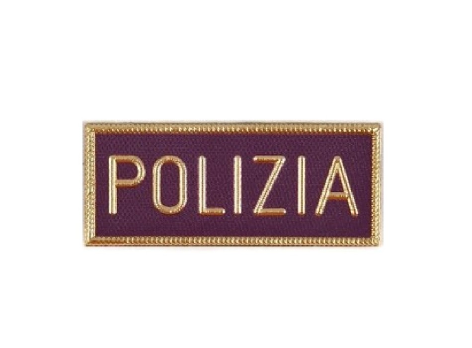 Scritta Polizia di Stato plastificata cm 8 x 3 Divisa Militare