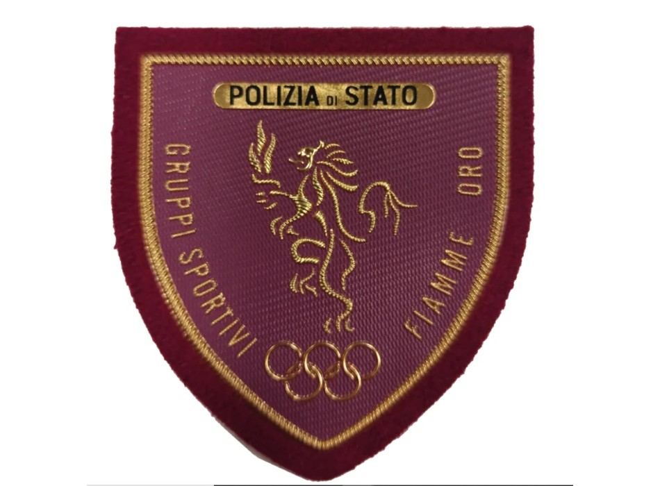 Scudetto Polizia di Stato Fiamme Oro patch Plastificata Divisa Militare