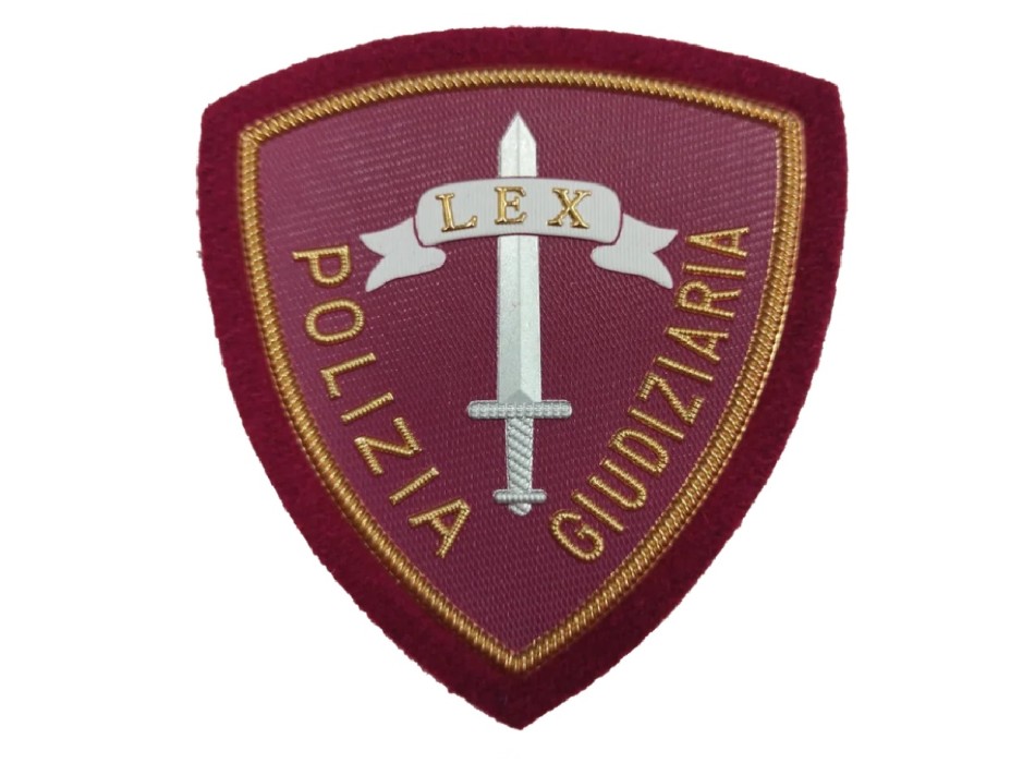 Scudetto Polizia di Stato Giudiziaria patch Plastificata amaranto Divisa Militare