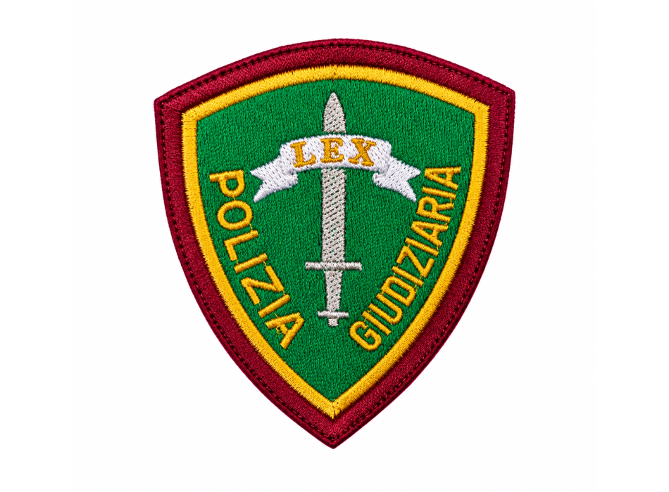 Scudetto Polizia di Stato Giudiziaria patch ricamata verde Divisa Militare
