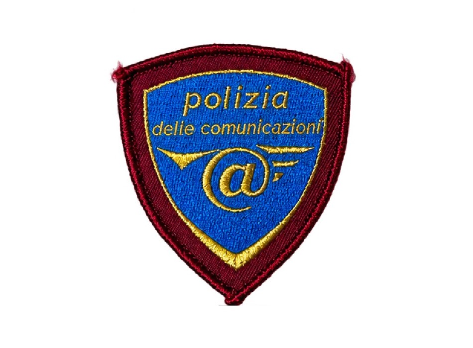 Scudetto Polizia di Stato Postale Vecchio tipo ricamata Divisa Militare