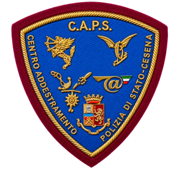 Scudetto Polizia di Stato Servizio CAPS Centro Addestramento Cesena patch plastificata Divisa Militare