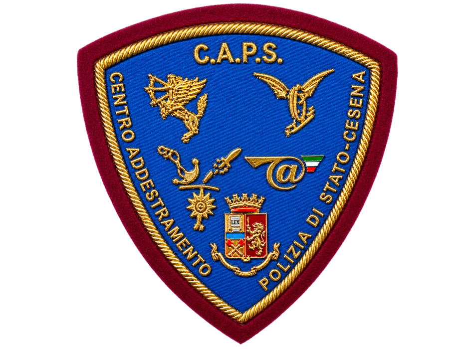 Scudetto Polizia di Stato Servizio CAPS Centro Addestramento Cesena patch plastificata Divisa Militare