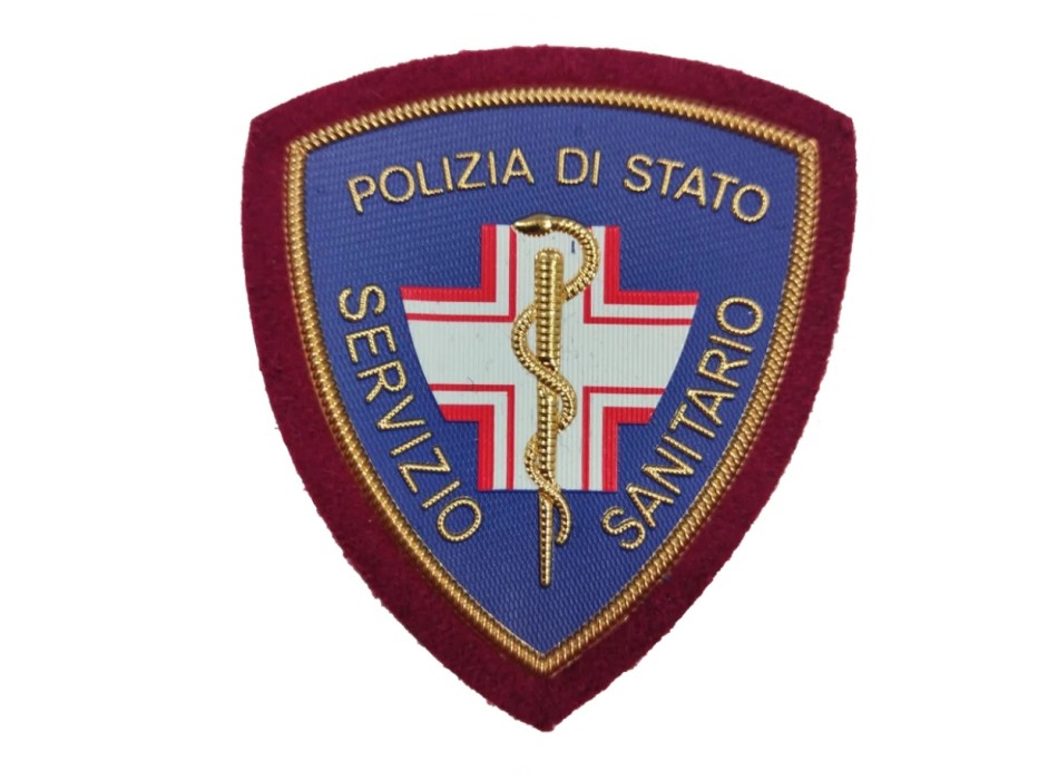 Scudetto Polizia di Stato Servizio Sanitario patch Plastificata Divisa Militare