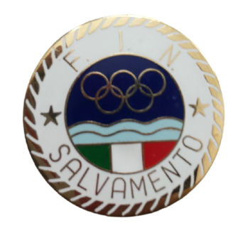 Spilla FIN Salvamento Federazione Italiana Nuoto – Distintivo da Giacca Smaltato – Chiusura a Farfalla – Diametro 3 cm Divisa Militare