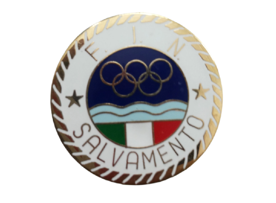 Spilla FIN Salvamento Federazione Italiana Nuoto – Distintivo da Giacca Smaltato – Chiusura a Farfalla – Diametro 3 cm Divisa Militare