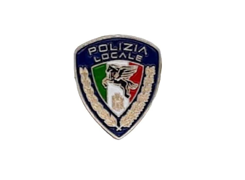 Spilla Polizia Locale Pegaso metallo di reparto battipetto  Divisa Militare