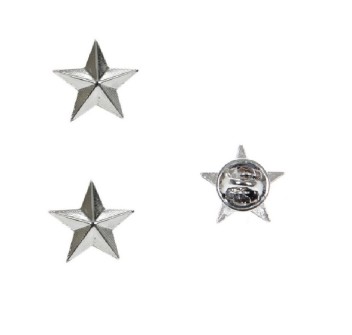 Stella militare argento cm 2 a 5 punte a clip coppia Divisa Militare