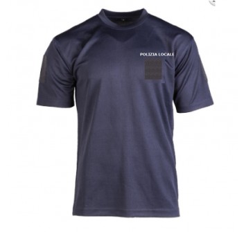 T-shirt maglietta tattica blu con velcro polizia locale Emilia Romagna Divisa Militare