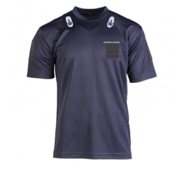 T-shirt maglietta tattica blu con velcro polizia locale Emilia Romagna Divisa Militare