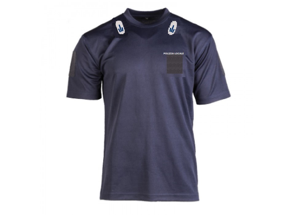 T-shirt maglietta tattica blu con velcro polizia locale Emilia Romagna Divisa Militare