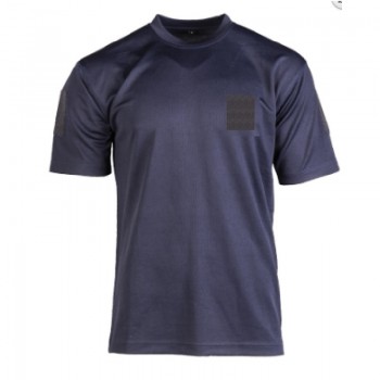 T-shirt maglietta tattica militare blu con velcro maniche+petto Divisa Militare