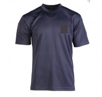 T-shirt maglietta tattica militare blu con velcro maniche+petto Divisa Militare