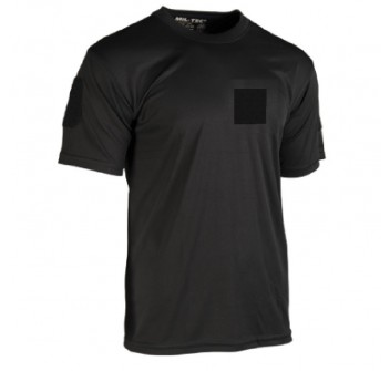 T-shirt maglietta tattica militare nera con velcro maniche+petto Divisa Militare