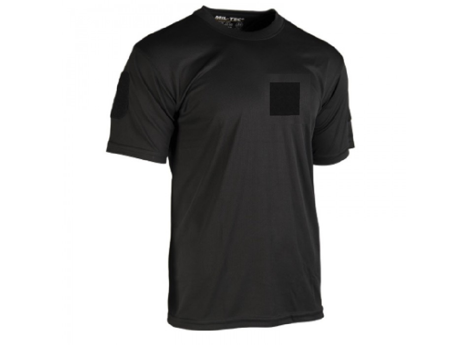 T-shirt maglietta tattica militare nera con velcro maniche+petto Divisa Militare