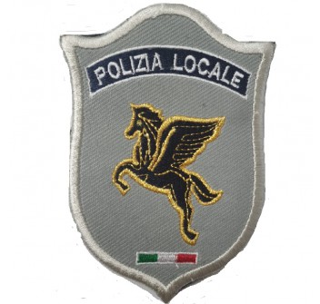 Toppa patch ricamata polizia locale Pegaso e bandiera Italia Divisa Militare
