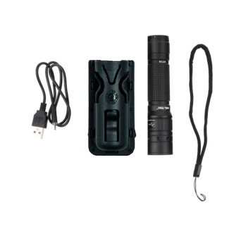 Torcia tattica ricaricabile 500 lumens con porta polimero plastica Divisa Militare