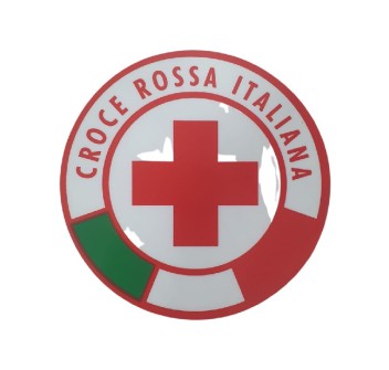 Vetrofania CRI Croce Rossa Italiana tonda Divisa Militare