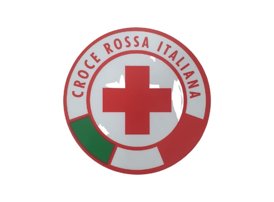 Vetrofania CRI Croce Rossa Italiana tonda Divisa Militare