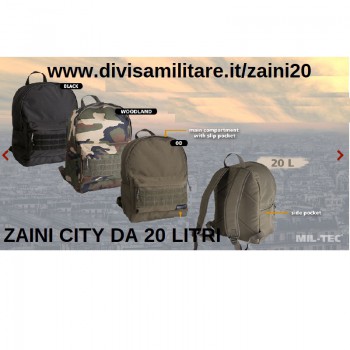 Zaino militare city nero a molle 20 litri Divisa Militare