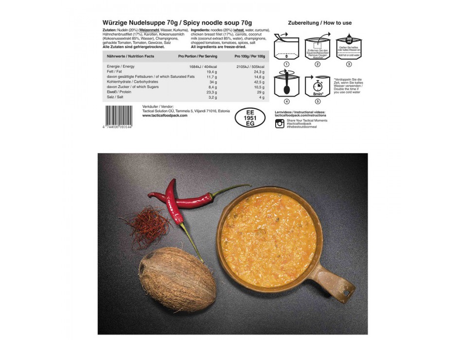 Zuppa tattica foodpack pollo e noodle survival scadenza 5 anni Divisa Militare